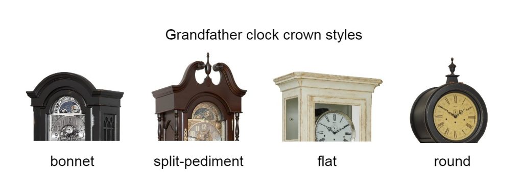 grandfather clock crown styles