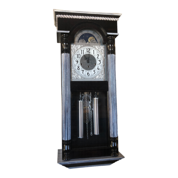 Amish wood wall clock with columns