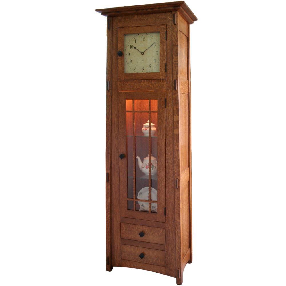 grandfather clock with shelves