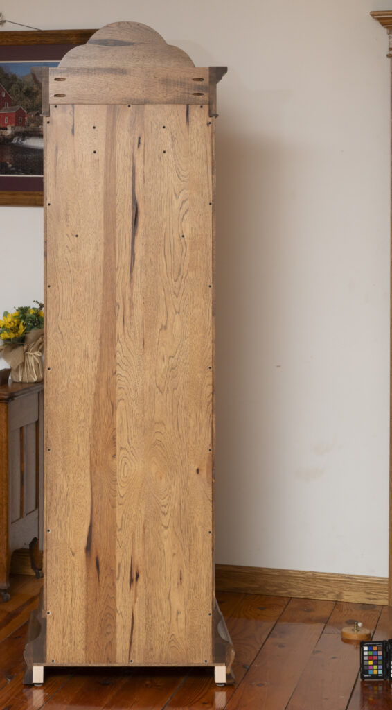 amish grandfather clock in rough sawn hickory