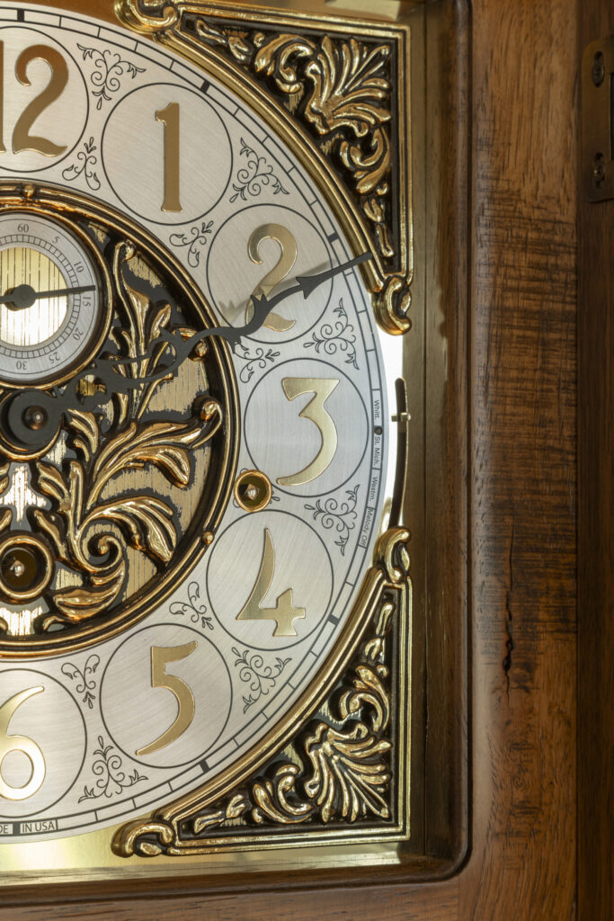 amish grandfather clock in rough sawn hickory