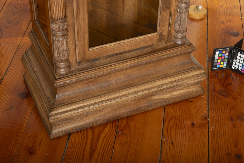 amish grandfather clock in rough sawn hickory