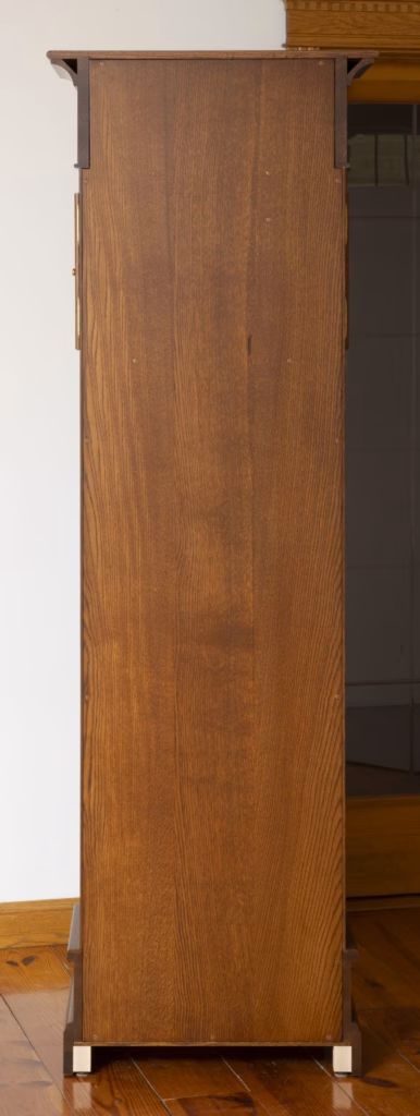Solid quarter-sawn white oak back panel of a custom grandfather clock